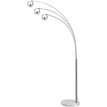 image of 198cm 3-Branch Futuristic Floor Lamp Metal Frame w/ Marble Base Silver - Homcom