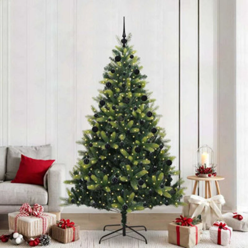 Image of Vidaxl Artificial Hinged Christmas Tree 300 Leds Green 210 Cm