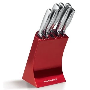 Image of Morphy Richards 5 Piece Knife Block - Red