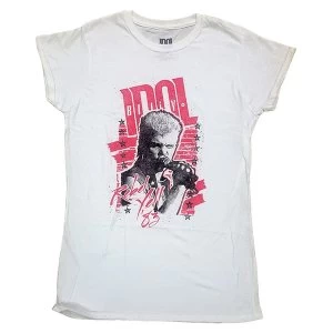 Billy Idol - Rebel Yell Womens Small T-Shirt - White