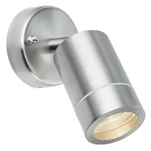 Image of IP44 Outdoor Adjustable Spotlight Brushed Steel GU10 Dimmable Accent Downlight