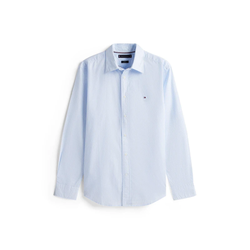 Image of Tommy Hilfiger Mens Long-Sleeve Poplin Print Patterned Shirt Sweet Blue 0GY male S