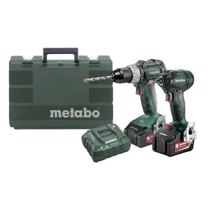Image of Metabo Combi & Impact Driver Twin Pack 18V 2 x 5.2Ah Li-ion