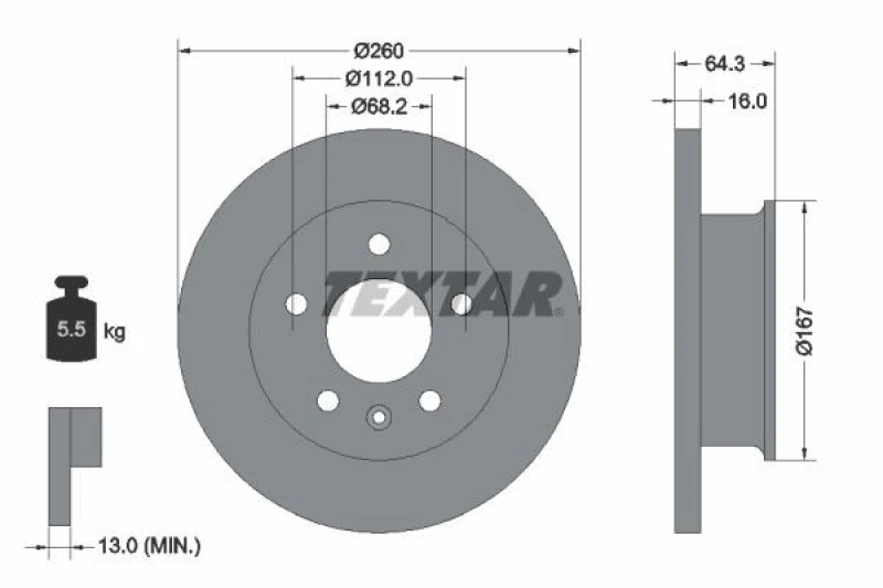 Image of Brake disc TEXTAR 92055900