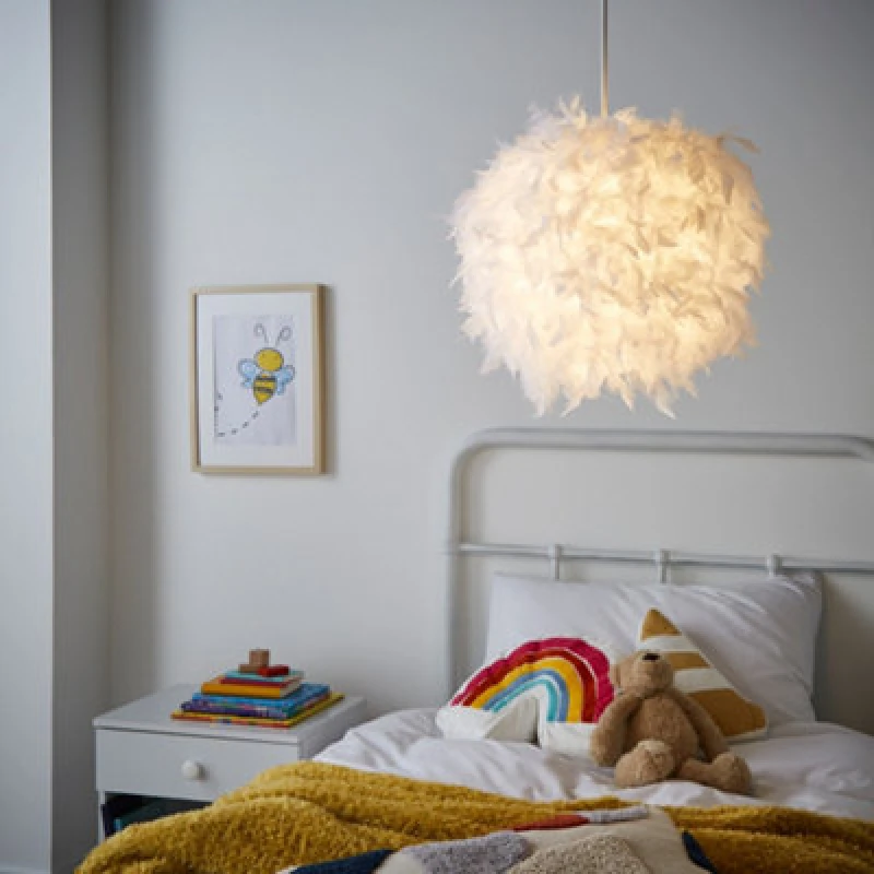 Image of BHS Lighting Glow Feather Easy Fit Light Shade White