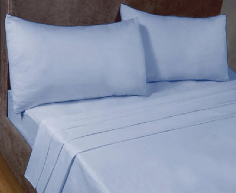 Image of Rapport Home SleepND Percale 180 Thread Count Polycotton Plain Fitted Sheet (16" Box) in Blue Size: Double Blue Unisex Double