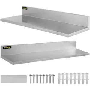 VEVOR 2 Pcs Stainless Steel Wall Shelf Max Load Capacity 20kg, Shelf for Wall Mount 60x22cm with Stand for Kitchen Living Room Garage Workshop Home