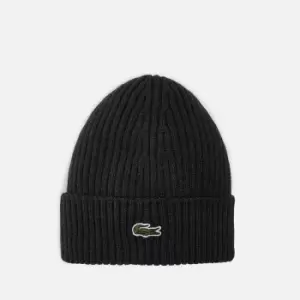 image of Lacoste Logo-Appliqued Rib-Knitted Beanie