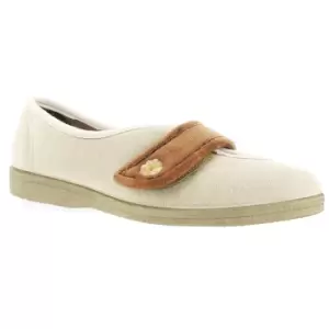Image of Mirak Andrea Touch Fastening Slipper / Womens Slippers / Ladies Slippers (6 UK) (Beige)