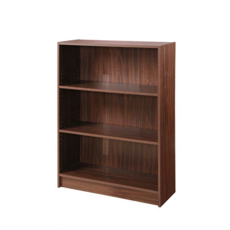Image of Timber Art Design 3 Tier Bookcase Wide Display Shelving Storage Unit Wood Furniture Walnut
