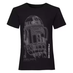 image of Star Wars Girls R2-D2 T-Shirt (12-13 Years) (Black)