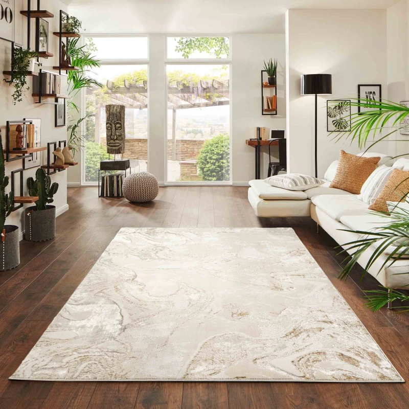 Image of Desire Rugs Solarius Modern Abstract Area Rug - Stylish Abstract Patterns for Trendy Homes in Beige Size: 200cm x 290cm Beige Unisex 200cm x 290
