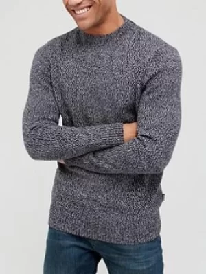 Image of Barbour Sid Crew Jumper, Navy Marl, Size S, Men