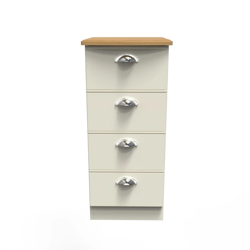 Image of Ready Assembled 2 U Albert 4 Drawer Tall Bedside (Ready Assembled) in Cream Cream Unisex