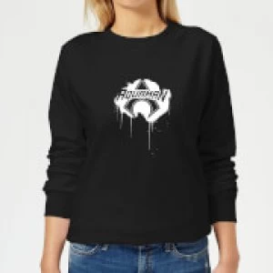 Image of Justice League Graffiti Aquaman Womens Sweatshirt Black