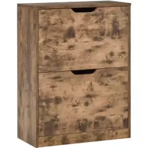 image of Homcom 2 Drawer Shoe Cabinet Rustic Brown