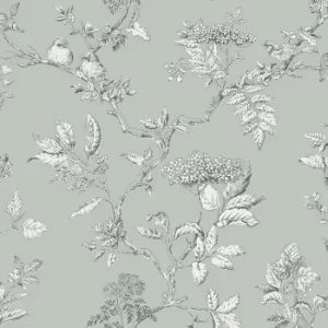 image of Laura Ashley Elderwood Duck Egg Wallpaper