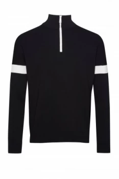 image of Mens French Connection Lakra Ski Knit Funnel Jumper Black White