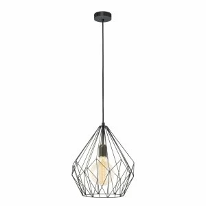 image of EGLO ES/E27 Geometric Pendant Light Black - 49257