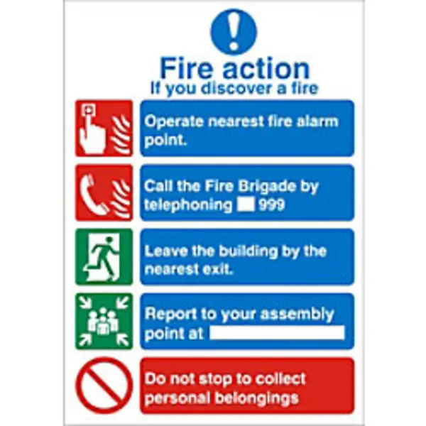 Image of SECO by Stewart Superior Seco Mandatory Safety Sign Fire Action Self Adhesive Vinyl 150 x 200mm - M311SAV150X200 M311SAV150X200