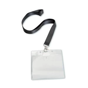 Image of 5 Star Office PVC Name Badge with Textile Lanyard 110x90mm Pack of 10