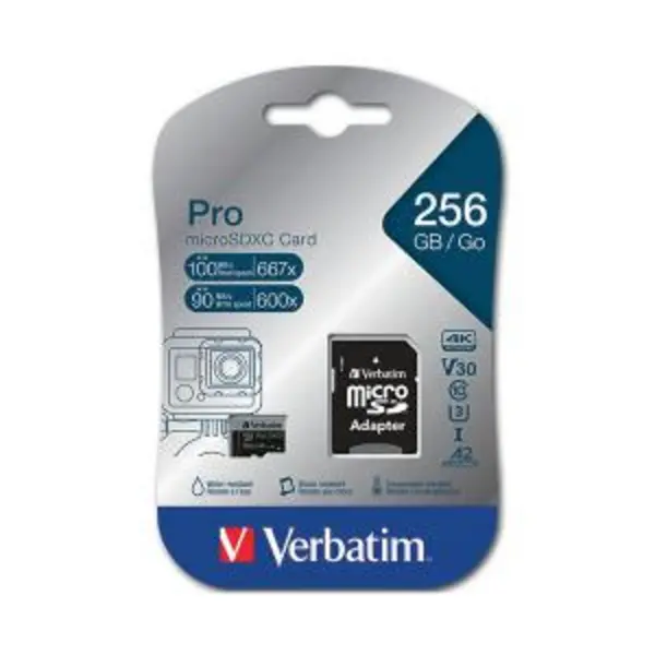 Image of Verbatim Pro U3 Micro SD Card 256GB