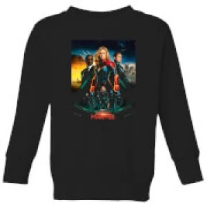 Image of Captain Marvel Movie Starforce Poster Kids Sweatshirt - Black - 11-12 Years
