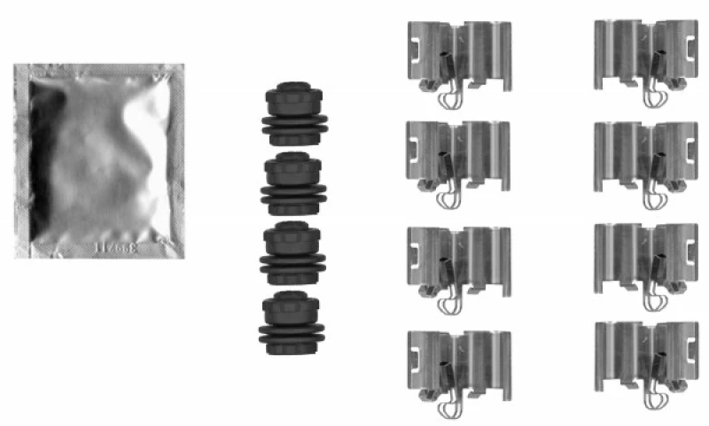 Image of HELLA Brake pad fitting kit HELLA 8DZ 355 206-761