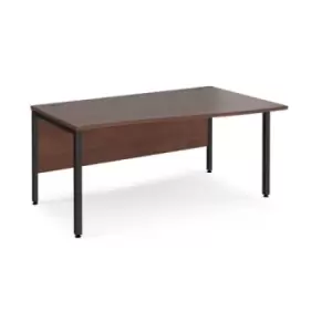 image of Office Desk Right Hand Wave Desk 1600mm Walnut Top With Black Frame Maestro 25 MB16WRKW