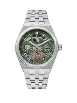 image of Ingersoll 1892 The Broadway Automatic Mens Watch Green Dial and Silver Bracelet, Silver, Men