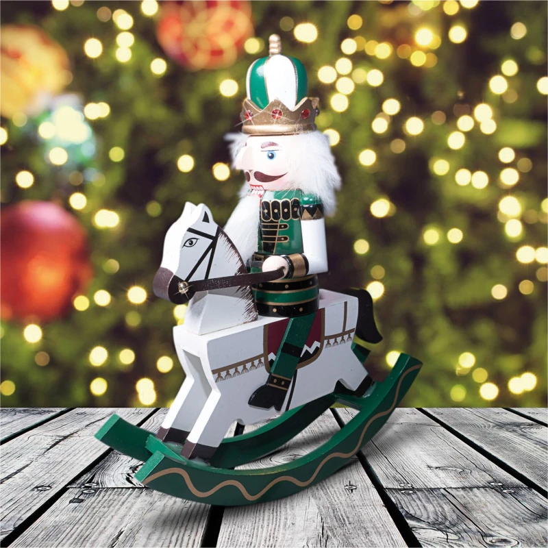 Image of St Helens Traditional Wooden Nutcracker Horseman Cavalry Christmas Decoration 30cm ELV-831835