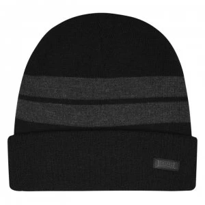 Image of Lonsdale Turn Up Beanie Hat Mens - Black