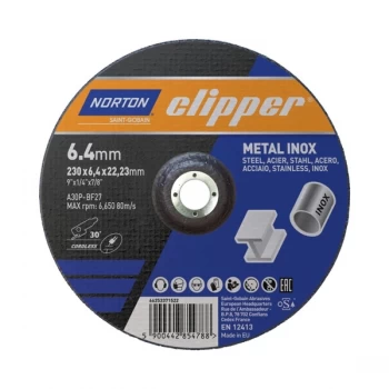 image of Norton Clipper Metal Grinding Disc 230mm x 6mm