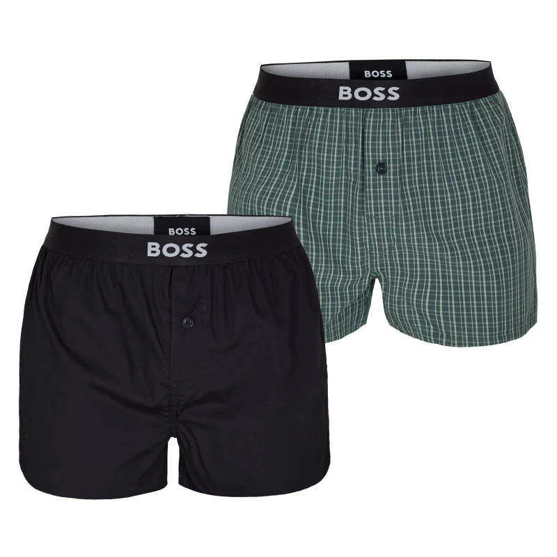 Image of Boss 2p Boxer Shorts Ew 10269540 01 Green/Black 304 male Small