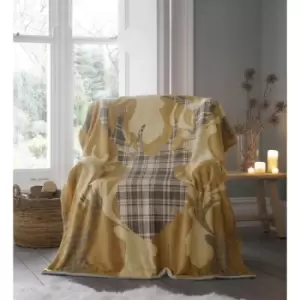 Image of Bedmaker - Portfollio Tartan Stag Mustard Throwover 130x170cm - Multi