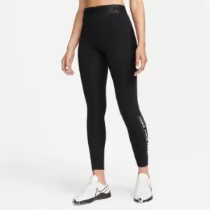 Image of Nike Pro Dri-FIT Womens Graphic Mid-Rise Leggings - Black