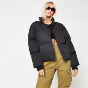 image of Missguided Funnel Neck Puffer Coat - Black