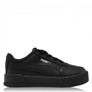 image of Puma Carina Leather Infant Girls Trainers - Black