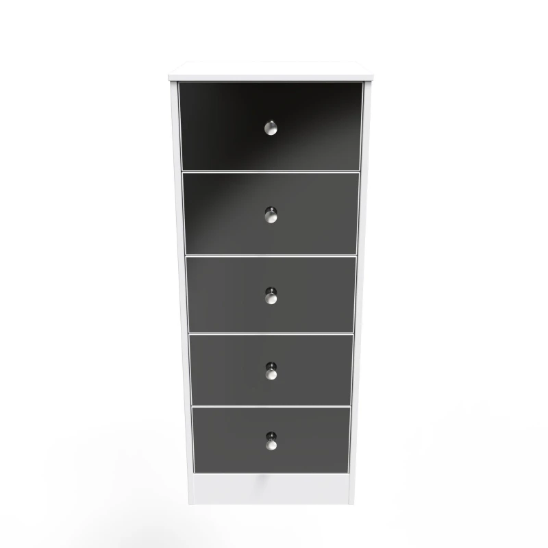 Image of Taunton 5 Drawer Tallboy In Black & White (Ready Assembled)