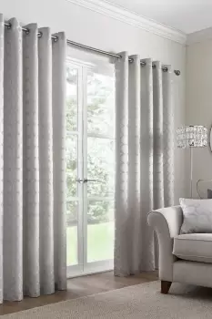 image of 'Cassina' Circular Patterned Pair of Eyelet Curtains