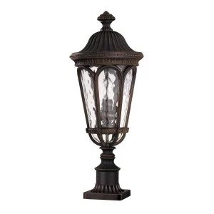 Image of 2 Light Outdoor Pedestal Light Walnut IP44, E14
