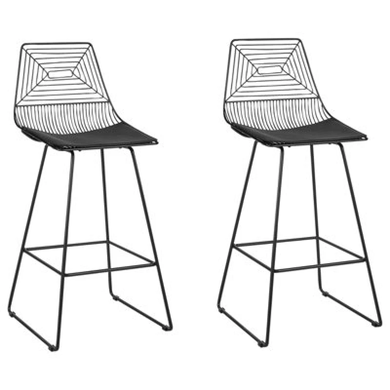 Image of Beliani Set Of 2 Bar Chairs Bisbee Metal Black