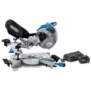 Image of Draper D20 20V Brushless Sliding Compound Mitre Saw, 185mm, 1 x 5.0Ah Battery, 1 x Twin Charger