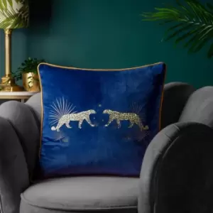 Image of Dusk Leopard Cushion Navy, Navy / 50 x 50cm / Polyester Filled