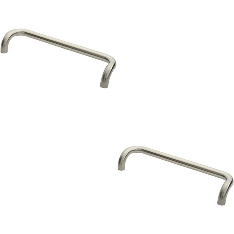 Image of Loops 2x Cranked Pull Handle 480 x 30mm 450m Fixing Centres Satin Stainless Steel Metallics unisex