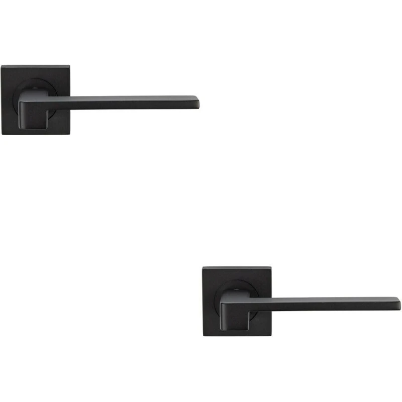 Image of Loops 2x PAIR Flat Squared Bar Handle on Square Rose Concealed Fix Matt Black Black
