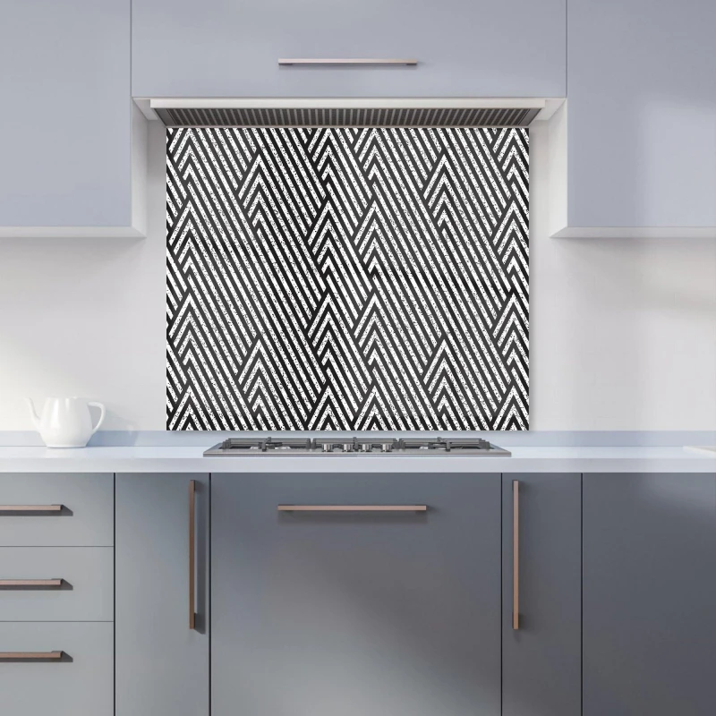 Image of Warren Reed - Designer Oblique Black Grunge Pattern Kitchen Splashback Size: 900mm x 650mm Black Unisex 900mm x 650mm