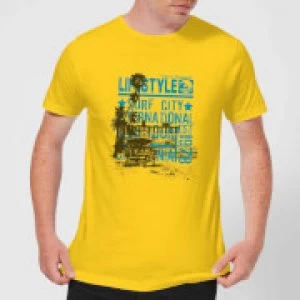 Image of Surf City Mens T-Shirt - Yellow - L - Yellow