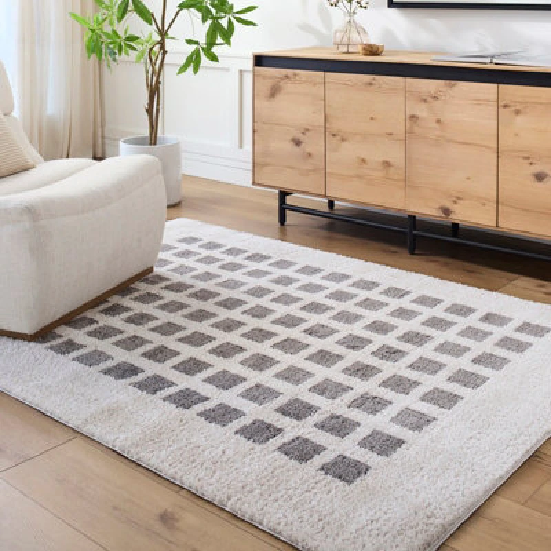 Image of Livabliss Machine Washable Modern Shaggy Charcoal Laurine Area Rug 160 X 213cm - Easy Care, Non Shedding, Ideal For Living Room & Bedroom