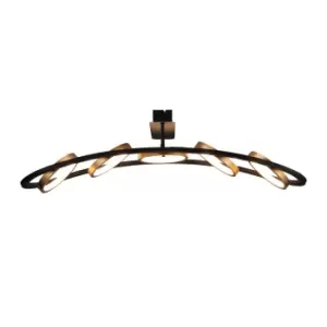 Image of Geneseo Linear Ceiling Lamp, 5 Ring, 36W LED, 3200K, 2200lm, Satin Black, Gold